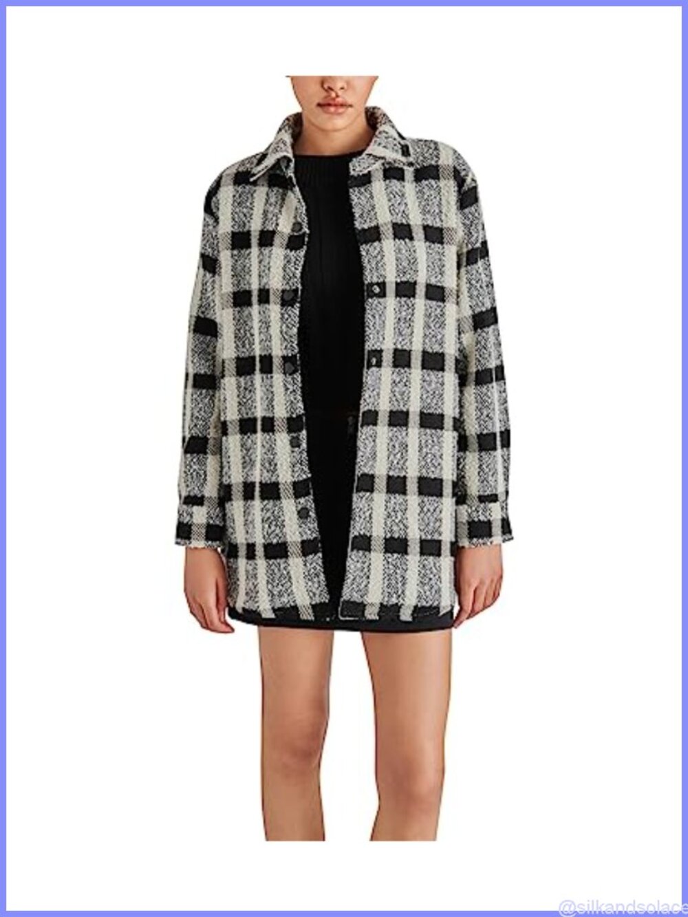 Wool Blend Shirt Jacket Coat with Snap Closure | Relaxed Fit Cocoon Silhouette